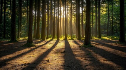 Obraz premium Enchanted Streams Through Trees in a Magical Forest