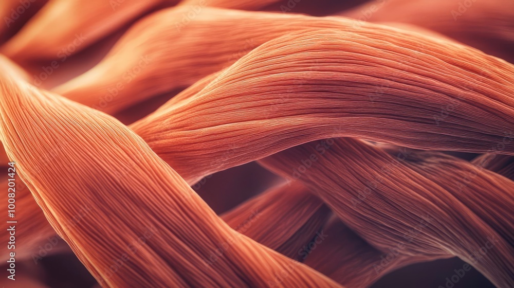 Poster abstract close-up of intertwined strands showcasing a soft texture and warm tone, perfect for artist