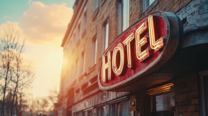 Obraz premium Modern Hotel Building with Clear Blue Sky