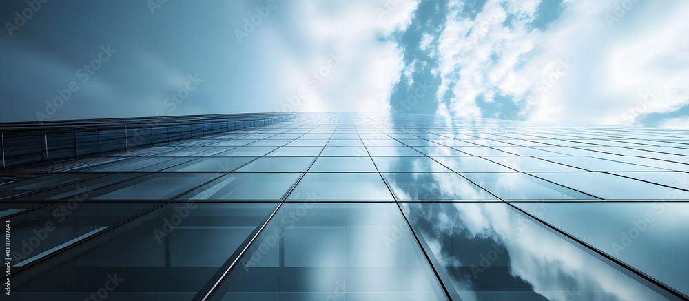 Poster multi storey office building rising against the vast sky suitable as a background in a copy space im