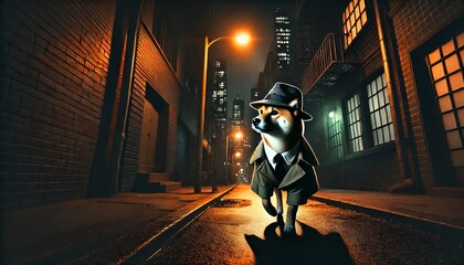 犬の探偵が捜索中