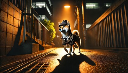 犬の探偵が夜の街を行く