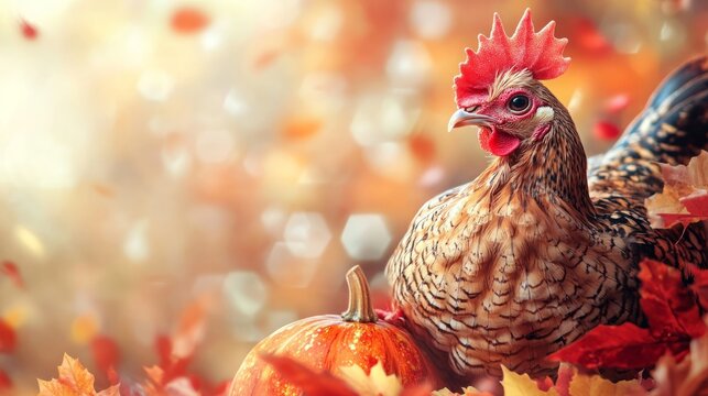 A vibrant Thanksgiving Day illustration featuring a beautifully set table adorned with traditional dishes and festive decorations. The scene includes a golden-brown turkey at the center