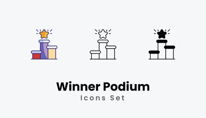 Winner Podium icons vector set stock illustration