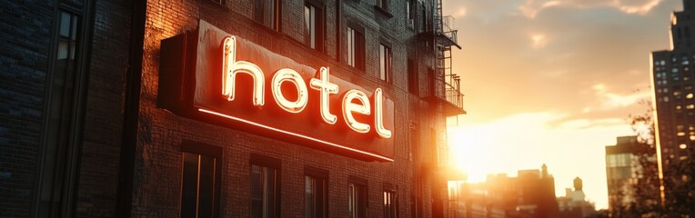 Obraz premium Modern Hotel Building with Clear Blue Sky