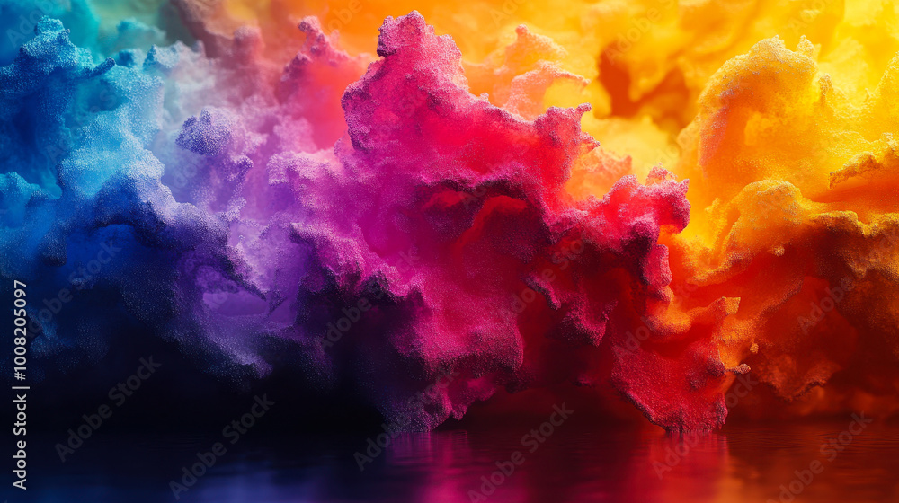 Poster vibrant multicolor abstract texture background with dynamic cloud-like patterns for creative designs