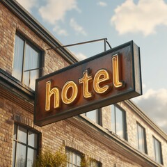 Obraz premium Modern Hotel Building with Clear Blue Sky