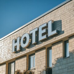 Obraz premium Modern Hotel Building with Clear Blue Sky