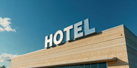 Obraz premium Modern Hotel Building with Clear Blue Sky