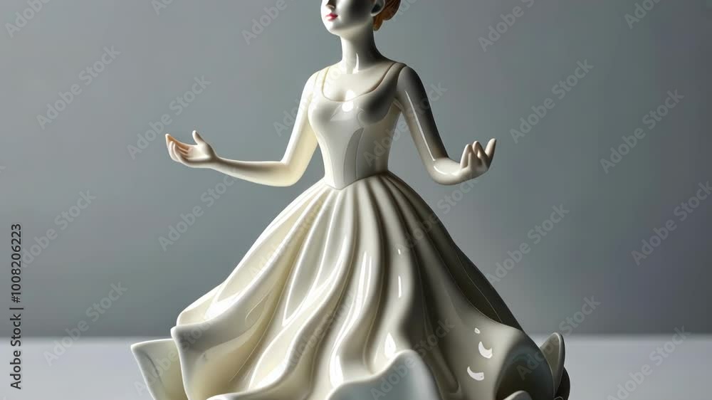 Poster a delicate porcelain figurine displayed in soft light, emphasizing elegance and craftsmanship in a m
