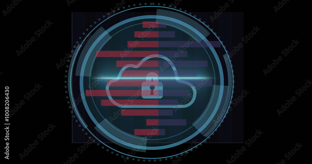 Poster image of padlock and cyber security text over diagrams