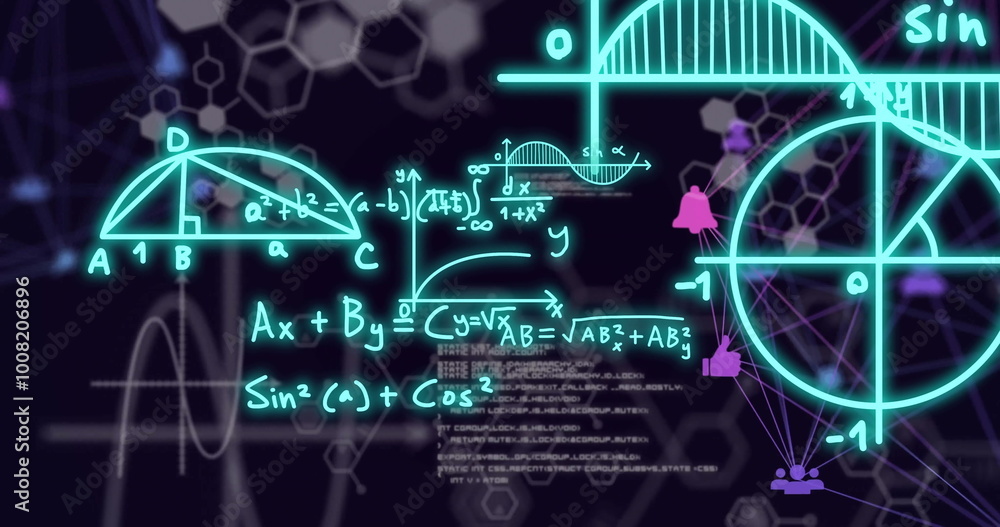 Poster image of scientific data processing over dark background