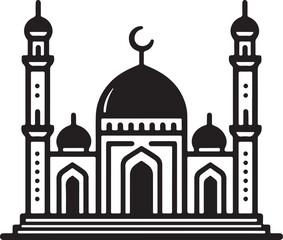 mosque line art silhouette design vector art illustration