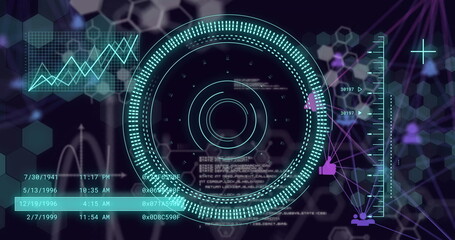 Image of scientific data processing over dark background