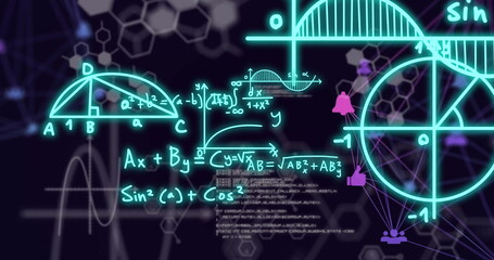 Image of scientific data processing over dark background