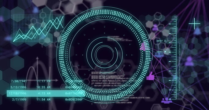 Image of scientific data processing over dark background