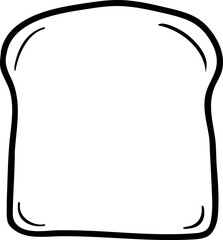 Minimalist Outline Illustration of a Single Slice of Bread