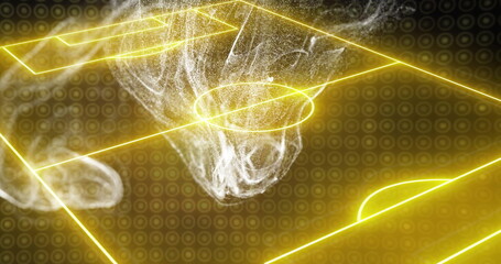 Abstract yellow lines and shapes over soccer field image © vectorfusionart