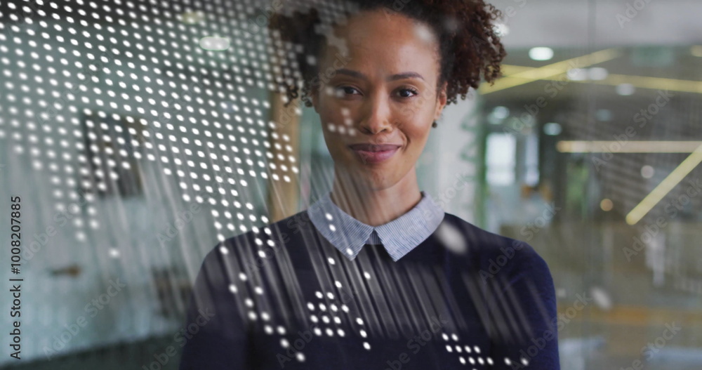 Canvas Prints Image of financial data processing over biracial businesswoman in office