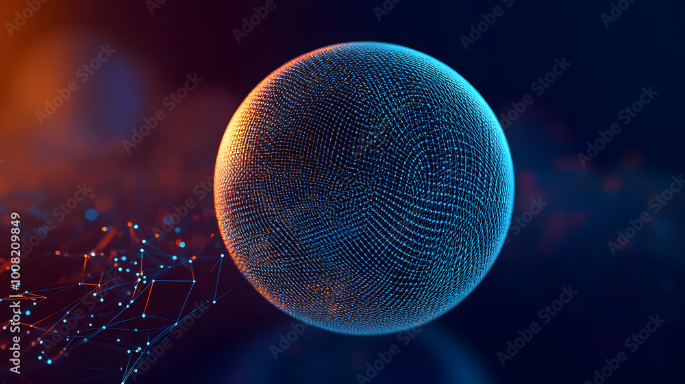 Poster sphere with connecting points. global connection technology. the accumulation of information. 3d ren