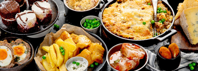 Popular English and Irish meals.
