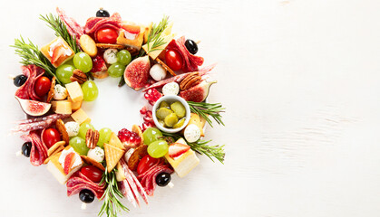 Christmas wreath of holiday appetizer.