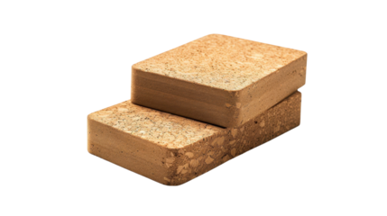 Cork yoga blocks on white background