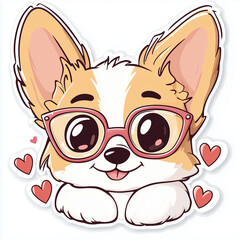 cute smiling dog, hand drawing, sticker, vector, cute
