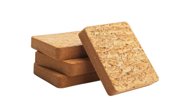 Cork yoga blocks on white background