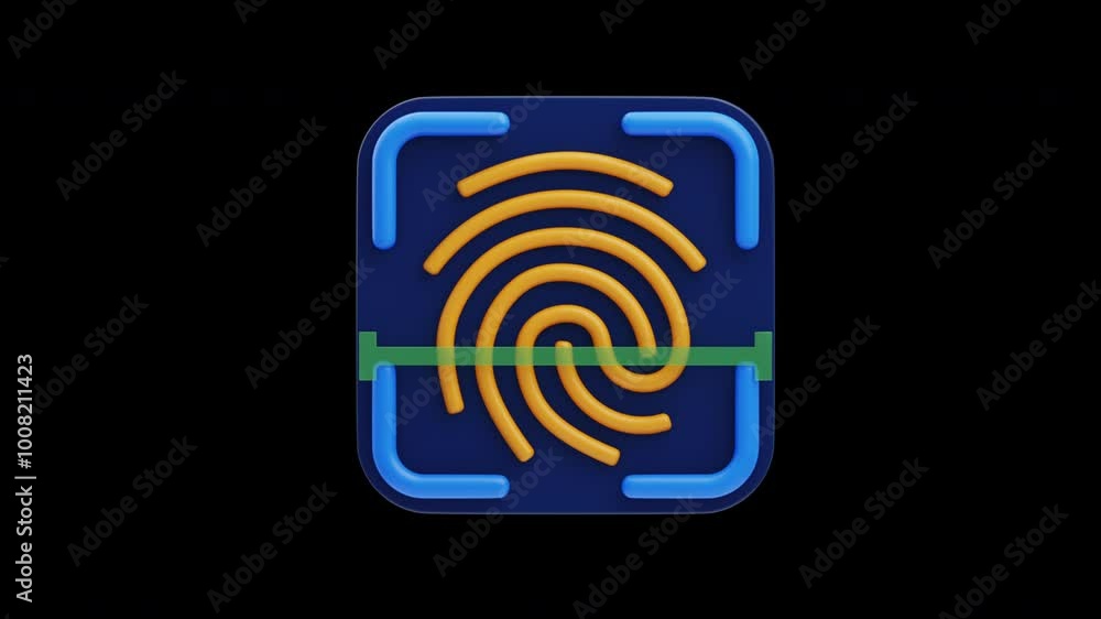 Poster 3d animation of fingerprint security
