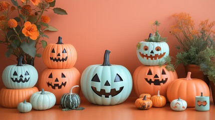 Festive Halloween Pumpkin Display