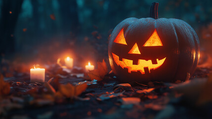  Spooky Halloween Pumpkin in the Woods