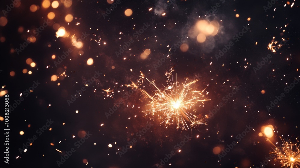 Poster a single sparkler burns brightly against a dark background with a bokeh effect.