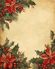 Vintage engraved Christmas castle card style