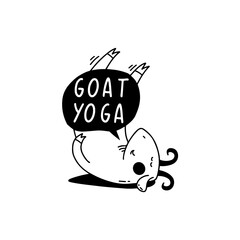 outline illustration of goat yoga