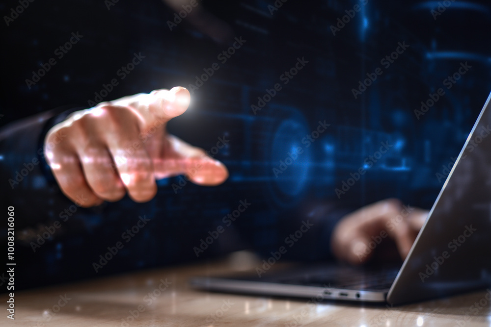 Aufkleber digital transformation hand touching the metaverse universe, a conceptual shift in digital transform