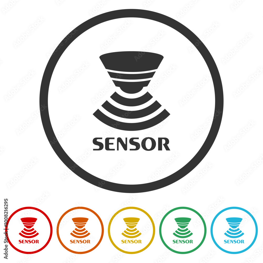 Poster sensor waves signal icon. set icons in color circle buttons