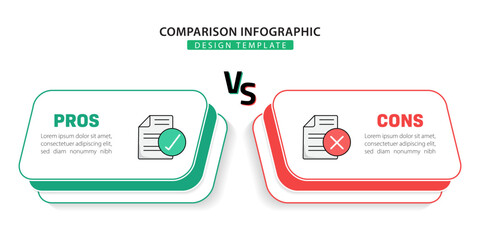 Comparison Infographic Design Template, Comparison between companies and products and services, Business presentation concept with 2 options, To do list or planning icon, vector illustration.	