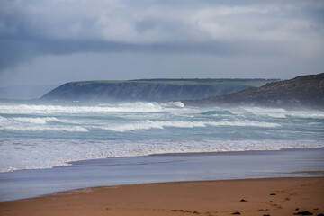 Beautiful seascape, blue sky and clouds, coast