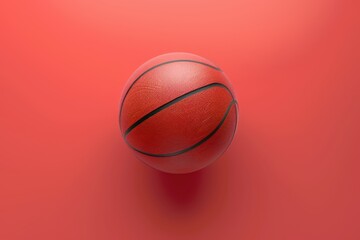 A vibrant basketball resting on a bold red surface, capturing the essence of sport and passion