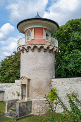 A view of the Husarenpförtchen tower in Sangerhausen on the town wall