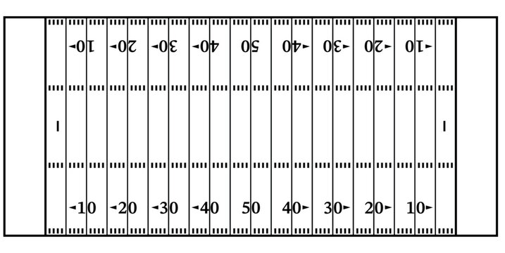 American Football Field Outline Illustration Isolated on White Background