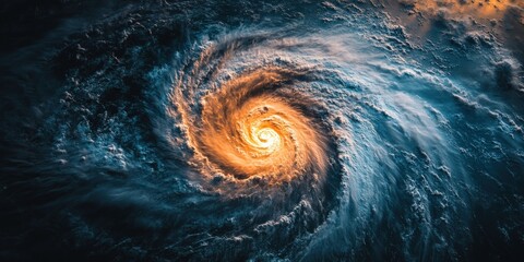 Hurricane Formation Seen from Satellite, Aerial Weather View