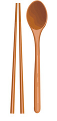 Wooden Chopstick and Spoon Kitchen Utensil Illustration Isolated on White Background
