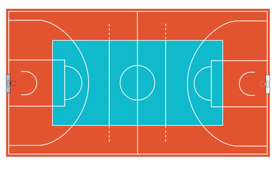 Basket Ball Outdoor Court Illustration Isolated on White Background