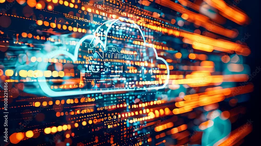 Poster digital information technology abstract background. cloud storage and computing concept.
