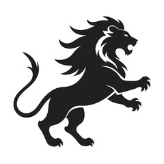 Minimalistic Lion Silhouette in an Angry Jumping Pose - Bold, Clean Vector Design for Printing