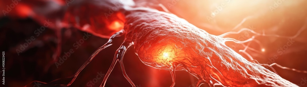 Poster a vivid close-up of neural networks, showcasing intricate cellular structures and glowing synapses f