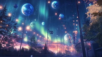 anime landscape with vivid color