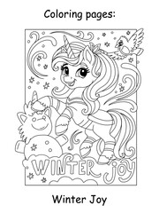 Obraz premium Kids Christmas coloring cute making a snowman vector